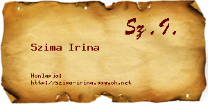 Szima Irina névjegykártya